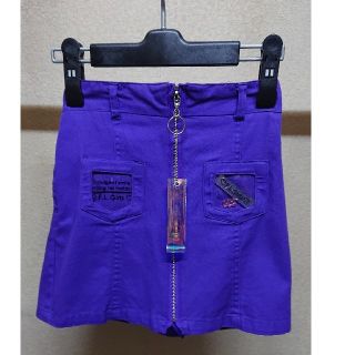 キュロットスカート キッズ 140cm 紫 くまちゃんマスコット キーホルダー(スカート)