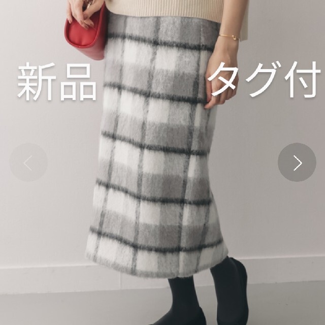 ナチュラルネイビー タグ付き ジャギーチェックタイトスカート - ミニ