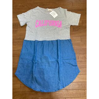 アナップミンピ(anap mimpi)の新品★アナップミンピANAPmimpiグレーデニムドッキングワンピース ★Ｆ(ひざ丈ワンピース)