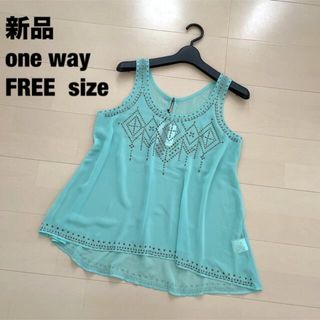 ワンウェイ(one*way)の新品　one way ノースリーブ　シフォンブラウス(シャツ/ブラウス(半袖/袖なし))