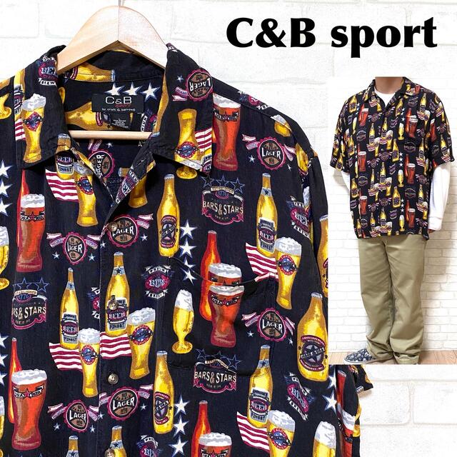 C&B SPORT CROFT&BARROW ビール柄 ジョッキ アロハシャツ