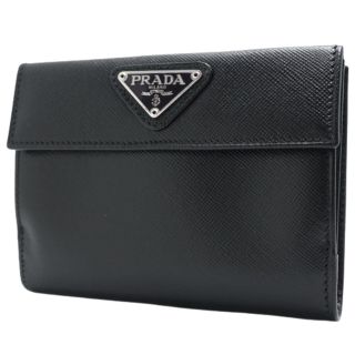 プラダ(PRADA)のプラダ 2つ折り財布 サフィアーノレザー ブラック黒 40802022137(財布)