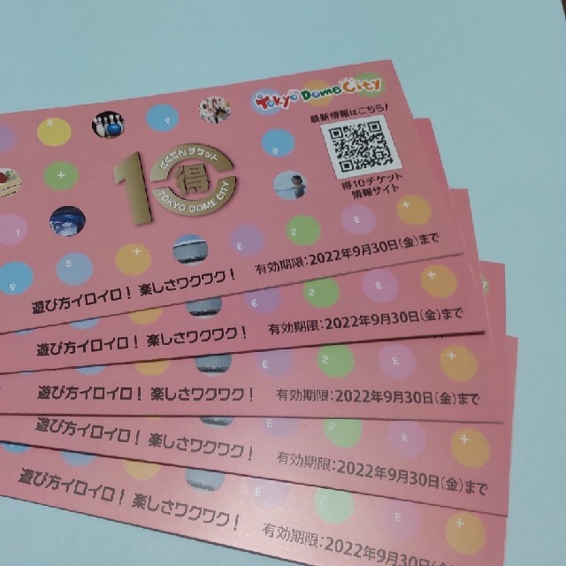 東京ドームシティ得10チケット 5冊 未使用 施設利用券 施設利用券