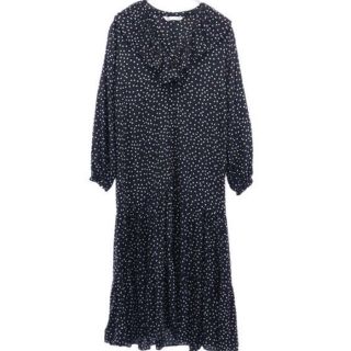 ザラ(ZARA)のZARA  ドット柄　ワンピース　黒(ロングワンピース/マキシワンピース)