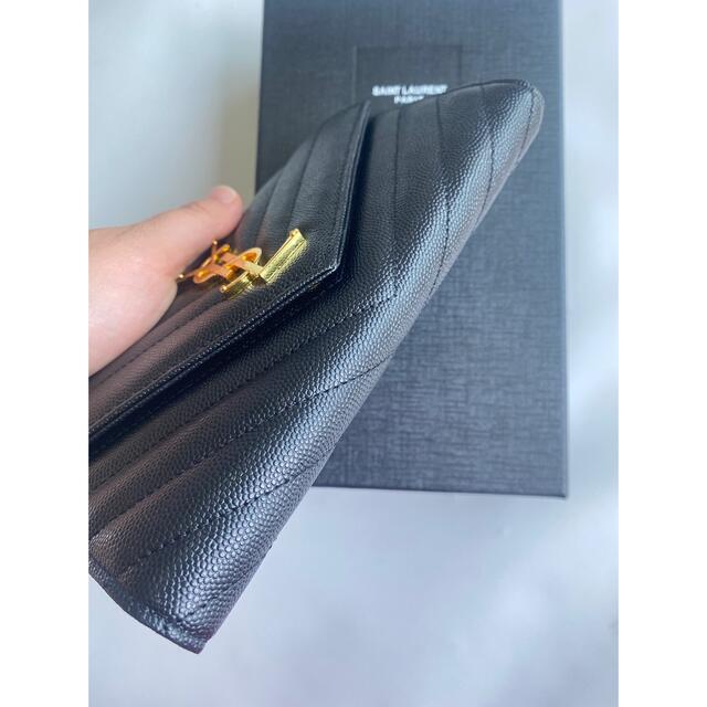 極美品 イヴサンローラン カサンドラロゴ 長財布 YSL レザー ブラック
