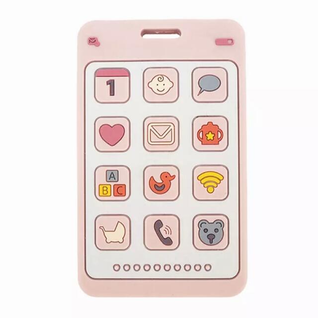 【新品】くすみカラー スマホ 歯固め シリコン 赤ちゃん ベビー くすみピンク キッズ/ベビー/マタニティのおもちゃ(がらがら/ラトル)の商品写真