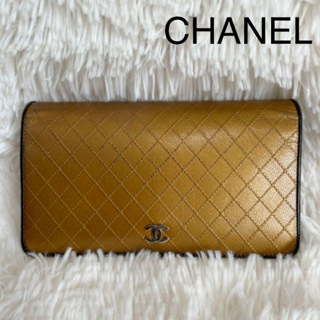 CHANEL(シャネル)のCHANEL シャネル　ビコローレ　ゴールド　ダークブラウン レディースのファッション小物(財布)の商品写真