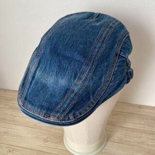 メンズ　ハンチング帽子G インディゴブルー デニム　コットン100%(ハンチング/ベレー帽)