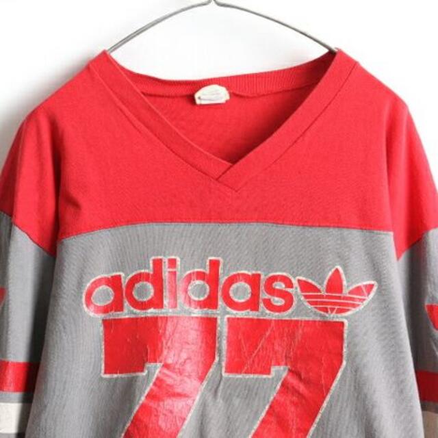 adidas(アディダス)の80's USA製 ■ アディダス 袖 3ライン トレフォイル 両面 プリント  メンズのトップス(Tシャツ/カットソー(半袖/袖なし))の商品写真