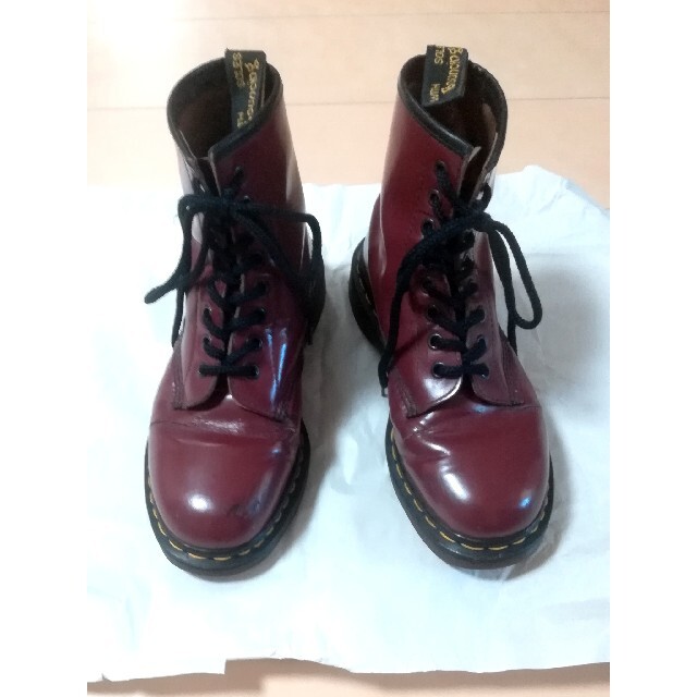 Dr.Martens(ドクターマーチン)の英国製！ヴィンテージ【Dr.Martens】8ホールブーツ レッド 24.5cm レディースの靴/シューズ(ブーツ)の商品写真