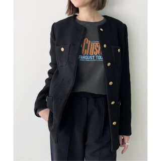 アパルトモンドゥーズィエムクラス ツイードジャケット ノーカラー