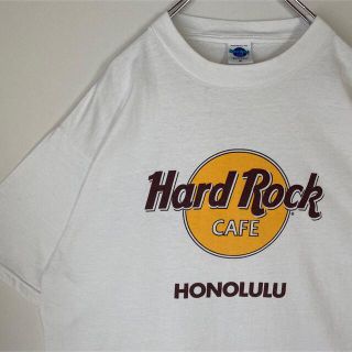 ハードロックカフェ Tシャツ　ビッグロゴ　古着　ホワイト  USA製　90s(Tシャツ/カットソー(半袖/袖なし))