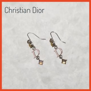 クリスチャンディオール(Christian Dior)のクリスチャン ディオール Dロゴ  ピアス  ピンク シルバー  レディース(ピアス)