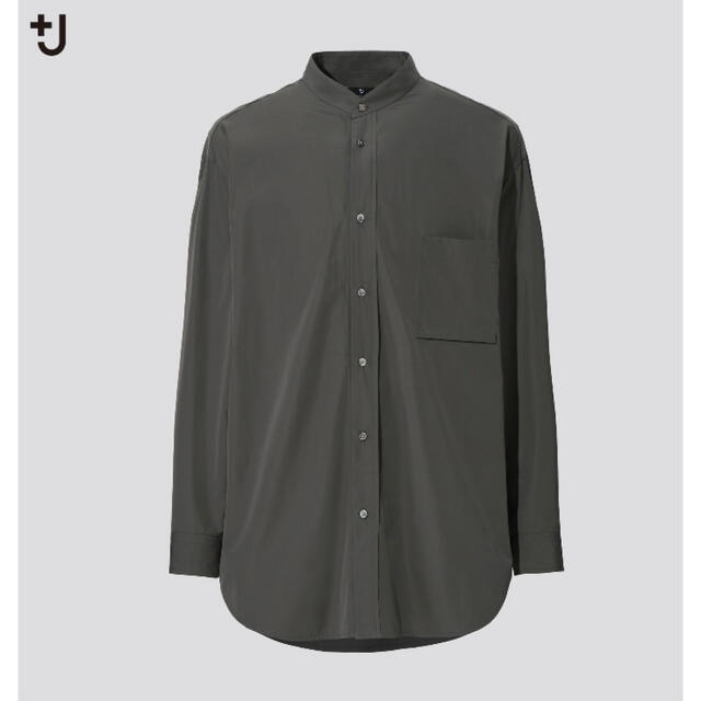 UNIQLO(ユニクロ)のUNIQLO＋Jスーピマコットンオーバーサイズスタンドカラーシャツ　OLIVE  メンズのトップス(シャツ)の商品写真