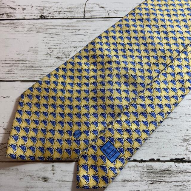 美品 dunhill ダンヒル ネクタイ 総柄 dマーク イエロー ハイブランド
