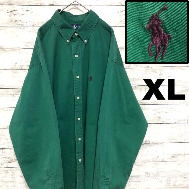 【期間限定送料無料】 POLO RALPH LAUREN - 90s BLAKE 緑 グリーン ラルフローレン シャツ 古着 XL 刺繍 BD シャツ