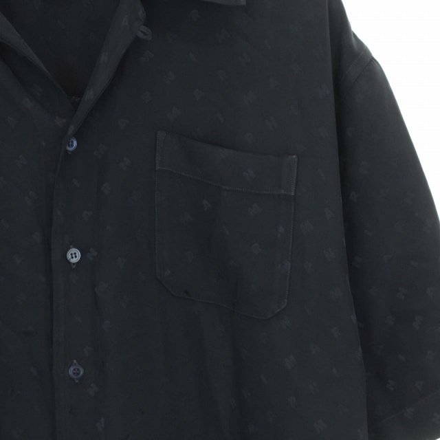 Marni(マルニ)のマルニ 20SS シャツ オープンカラー 半袖 ロゴ総柄 44 XS 紺 メンズのトップス(シャツ)の商品写真