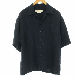 マルニ(Marni)のマルニ 20SS シャツ オープンカラー 半袖 ロゴ総柄 44 XS 紺(シャツ)