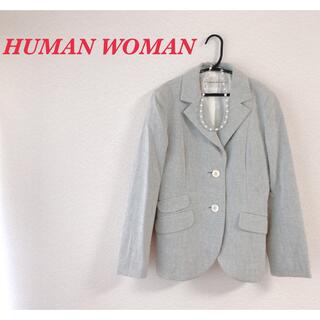 ヒューマンウーマン(HUMAN WOMAN)の♡HUMAN WOMAN♡ 日本製　麻　コットン　テーラードジャケット　グレー(テーラードジャケット)