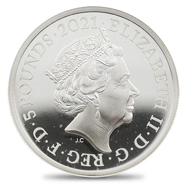 2021年 ロイヤルミント発行 エリザベス2世 ゴチッククラウン 2オンス 銀貨