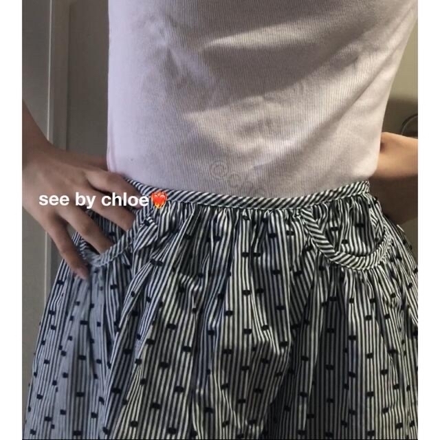 Lochie(ロキエ)のsee by Chloe Stripe dot skirt🤍💙 レディースのスカート(ミニスカート)の商品写真