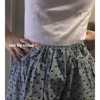 ロキエ(Lochie)のsee by Chloe Stripe dot skirt🤍💙(ミニスカート)