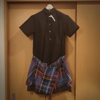 サカイ(sacai)のsacai 2017春夏 シャツワンピ ブラック x チェック(ひざ丈ワンピース)