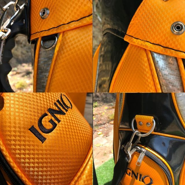 IGNIO キャディバッグ 金運のイエローゴールド ６分割 3.6kg 9型 スポーツ/アウトドアのゴルフ(バッグ)の商品写真