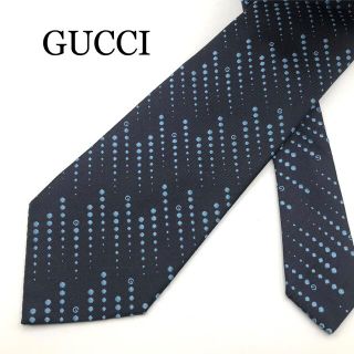 グッチ(Gucci)のグッチ GUCCI ネクタイ ネイビー ブルー 青 ロゴ柄 総柄 絹 シルク(ネクタイ)