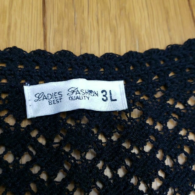 ❤ミセスシニア婦人服❤かぎ編みレースサマーカーディガン黒/サイズ3L/匿名配送 レディースのトップス(カーディガン)の商品写真