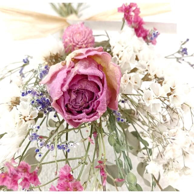 ユーカリとピンクベージュのバラのスワッグ  ハンドメイド  リース  造花