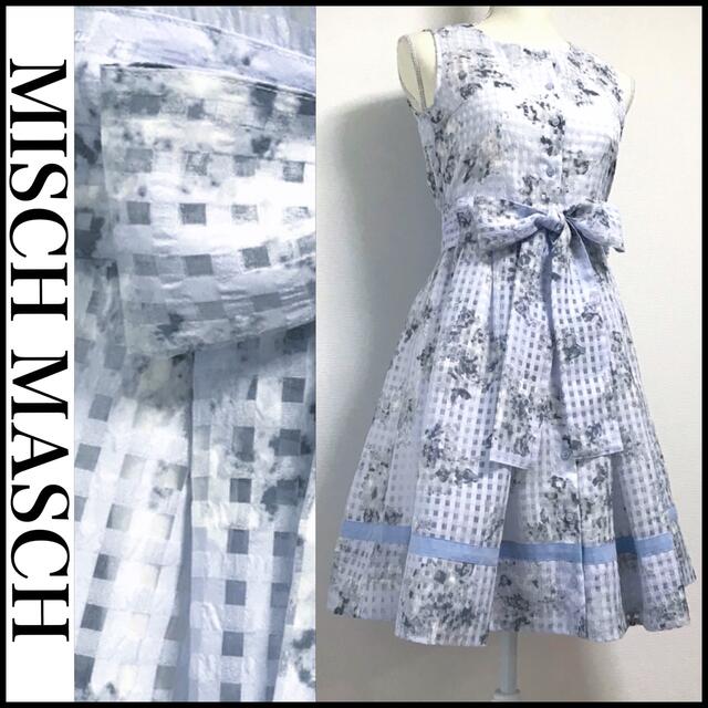 MISCH MASCH(ミッシュマッシュ)の〖未使用に近い・新品同様〗ふんわり美シルエット 涼し気な リボン ワンピース レディースのワンピース(ひざ丈ワンピース)の商品写真