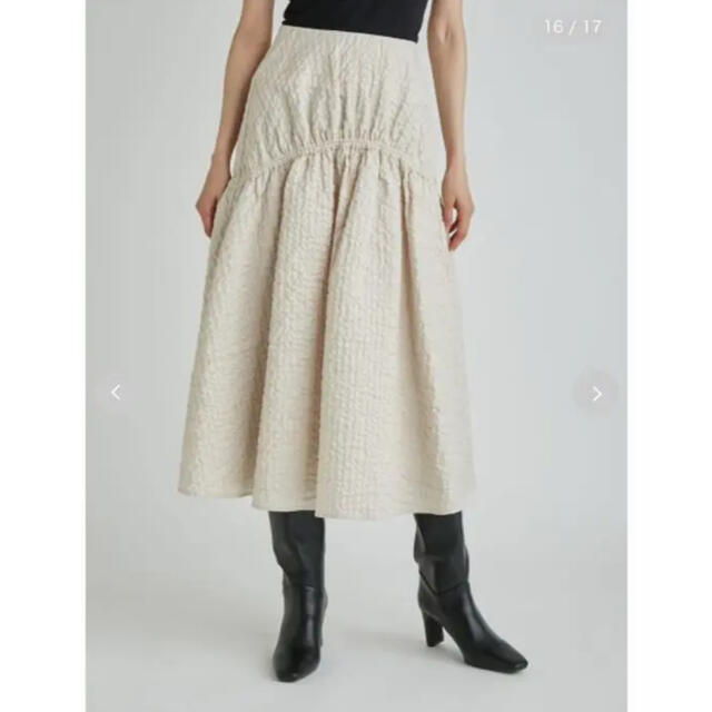 Mila Owen(ミラオーウェン)のミラオーウェン　シャーリングボリュームジャガードミディスカート レディースのスカート(ロングスカート)の商品写真