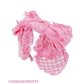 アンジェリックプリティー(Angelic Pretty)のAngelic PrettyギンガムHeartプチリボンカチューシャ 濃ピンク(カチューシャ)