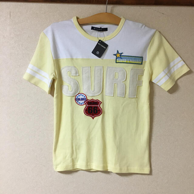 ●新品　SELF CONTENT 綿100% サーフ　Tシャツ 　イエロー レディースのトップス(Tシャツ(半袖/袖なし))の商品写真