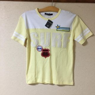 ●新品　SELF CONTENT 綿100% サーフ　Tシャツ 　イエロー(Tシャツ(半袖/袖なし))