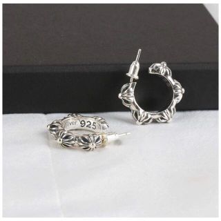 シルバー925 ピアス メンズ レディース 銀 クロス・フープ 両耳の通販