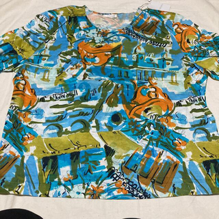 昭和レトロ新品保管品　ELMOREA キング　リゾート柄Tシャツ(Tシャツ(半袖/袖なし))