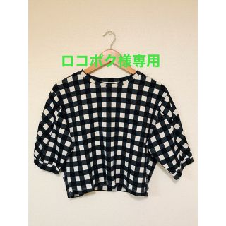 ロペピクニック(Rope' Picnic)のロペピクニック　ギンガムチェック　半袖　トップス  黒×白×灰(カットソー(半袖/袖なし))