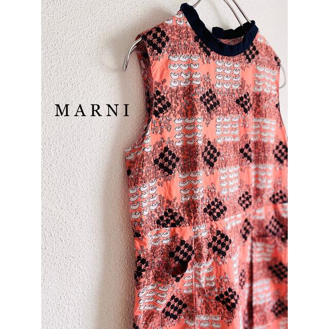 MARNI バードプリント テキスタイル ノースリーブ チュニック イタリア製 | フリマアプリ ラクマ