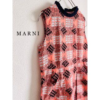 マルニ(Marni)のMARNI バードプリント テキスタイル ノースリーブ チュニック イタリア製(チュニック)