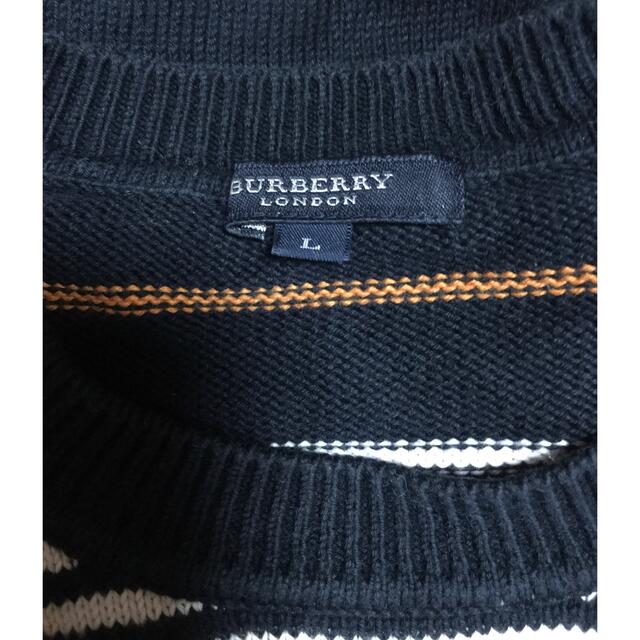 BURBERRY(バーバリー)の★バーバリー ロンドン コットンセーター ボーダー ニット　Ｌサイズ メンズのトップス(ニット/セーター)の商品写真