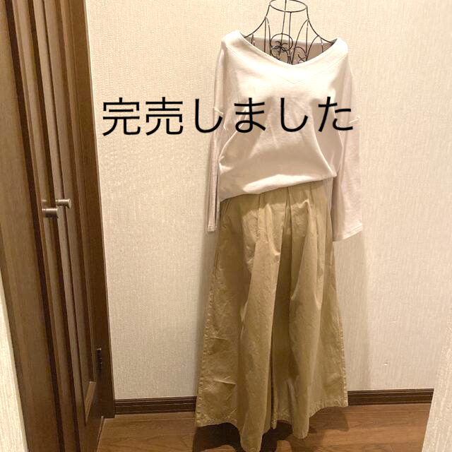 く日はお得♪ ベージュ コットンワイドパンツ カジュアルパンツ ...