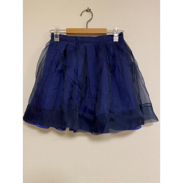 MERCURYDUO(マーキュリーデュオ)のマーキュリーデュオ　オーガンジー　シルク　スカート　ネイビー レディースのスカート(ミニスカート)の商品写真