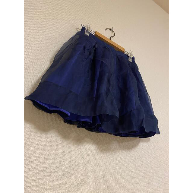 MERCURYDUO(マーキュリーデュオ)のマーキュリーデュオ　オーガンジー　シルク　スカート　ネイビー レディースのスカート(ミニスカート)の商品写真
