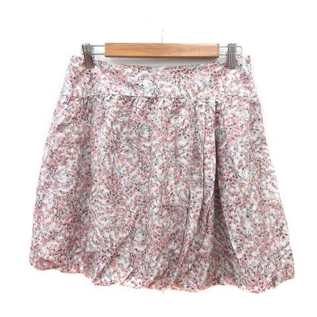 Comptoir des cotonniers(コントワーデコトニエ)のコントワーデコトニエ フレアスカート ミニ 花柄 絹 36 ライトグレー ピンク レディースのスカート(ミニスカート)の商品写真