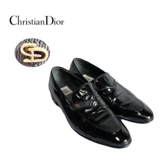 クリスチャンディオール(Christian Dior)の希少★クリスチャンディオール ゴールドCDロゴ付き エナメルレザー ローファー(ドレス/ビジネス)