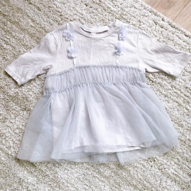 F.O.KIDS(エフオーキッズ)のアプレレクール♡お花チュールT キッズ/ベビー/マタニティのキッズ服女の子用(90cm~)(Tシャツ/カットソー)の商品写真