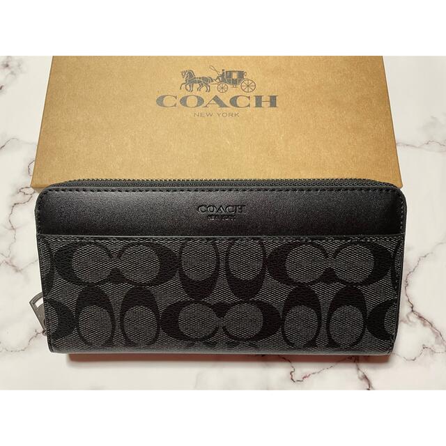 COACH)コーチ 長財布 シグネチャー スモークブラック - 財布