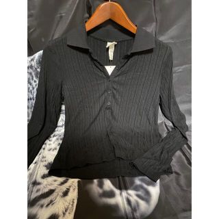 エイチアンドエム(H&M)のＨ＆Ｍ★新品 ロングスリーブ ポロシャツ ロンＴ 長袖 モノトーン S(Tシャツ(長袖/七分))